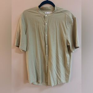 Zara Light Green Short Sleeve Button Up Shirt Top, Casual Button Down Shirt